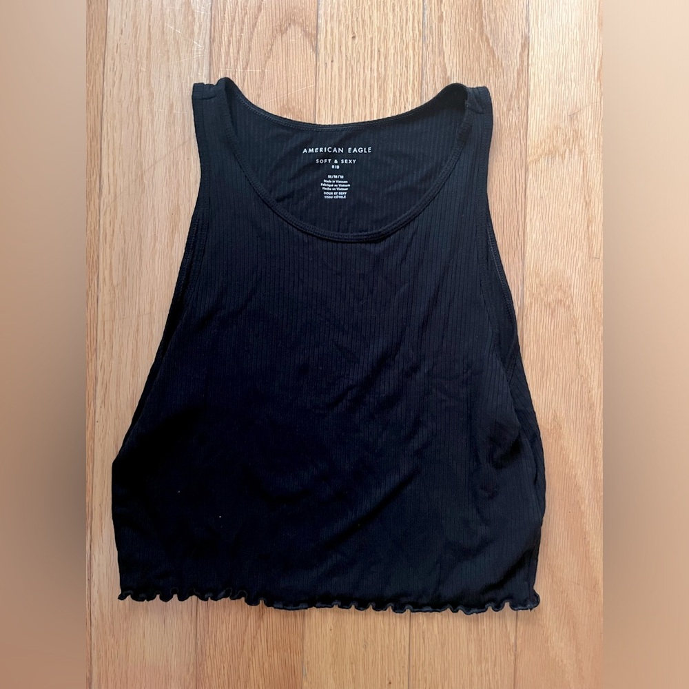 American Eagle Soft & Sexy Black Cropped Tank size XS